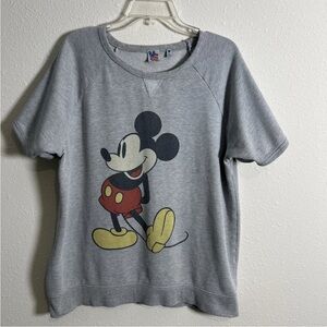 Junk Food Clothing X Disney Women’s Lg Fleece Crewneck Short Sleeve Cutoff Top